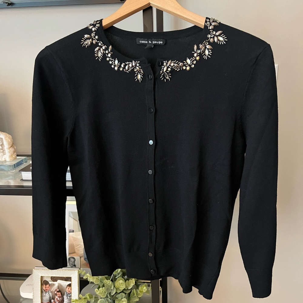 Like new black cardigan with embellishments